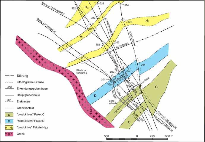 Abb. 8-1: Geologischer Grundriss Sohle +85 m (Tellerhäuser) 8.1.4 Zeitraum vom 30.06.1988 bis 01.07.