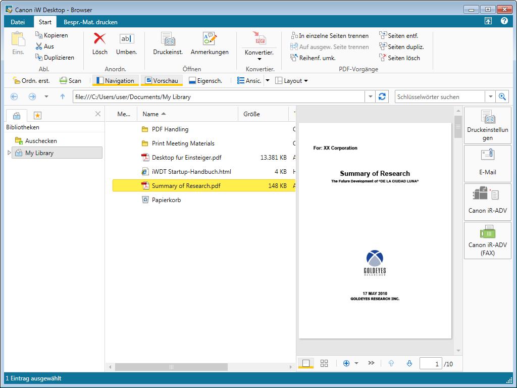Möglichkeiten mit Desktop Sie können Desktop zum schnellen Zusammenfassen mehrerer Dokumente verwenden.