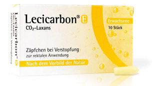 Lecicarbon E / K / S CO2-Laxans Zusammensetzung: Arzneilich wirksame Bestandteile: Natriumhydrogencarbonat 500 mg / 250 mg / 125 mg, Natriumdihydrogenphosphat 680 mg / 340 mg / 170 mg. Sonst.
