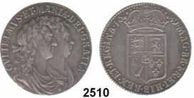 Rdd.; ss 150,- William and Mary 1688-1694 2510 Half Crown 1689 KM 472.1...ss 100,- Georg III. 1760-1820 2511 2 Pence 1797 KM 619 sogen."wagenrad"...rdf.