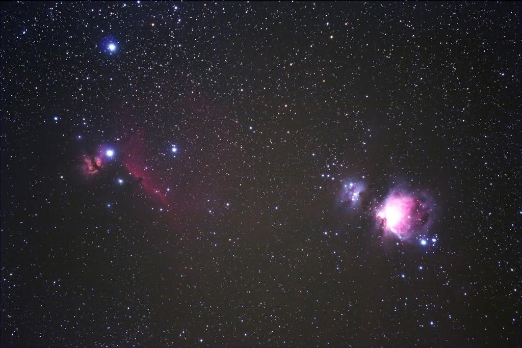 Titel: Orion-Nebel und (links) Pferdekopf-Nebel Foto: Dietmar Leister Datum: 26.10.