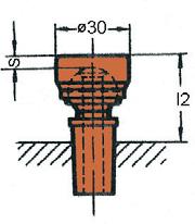 zentrische Kopf in Zylinderform ist in einem Kugelgelenk beweglich gelagert.