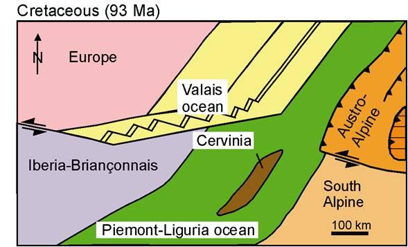 2: Die paläogeographische Situation am Beginn der Oberkreide.