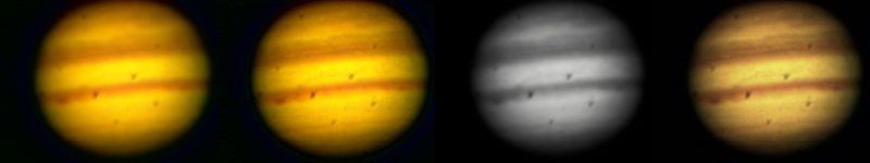 auszuschließen. Abbildung 6 3.Versuch Aufnahme Planet Jupiter um 21.32 UT mit R10)205/40mm), 2x und 1,6xBarlowlinse, IRFilter, focal, Webcam: Nextimage Bei dem 3.