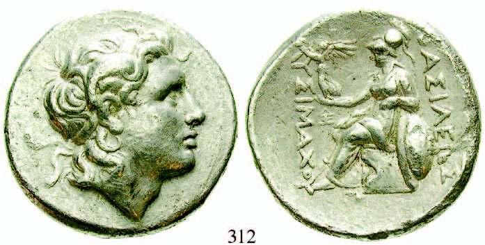 / Nackter Dionysos steht l., hält Weintraube und zwei Stäbe; unten Monogramm und Theta. Sch.-Geiss 1119 vgl. guter Stil.