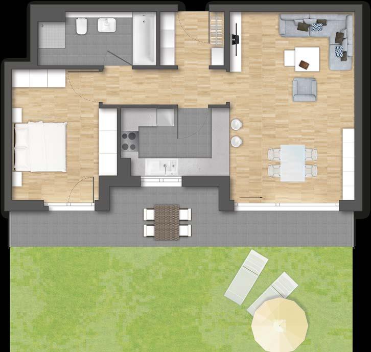 17,44 m²) 8,72 m² Gesamt 72,87 m² WC Küche Gesamt