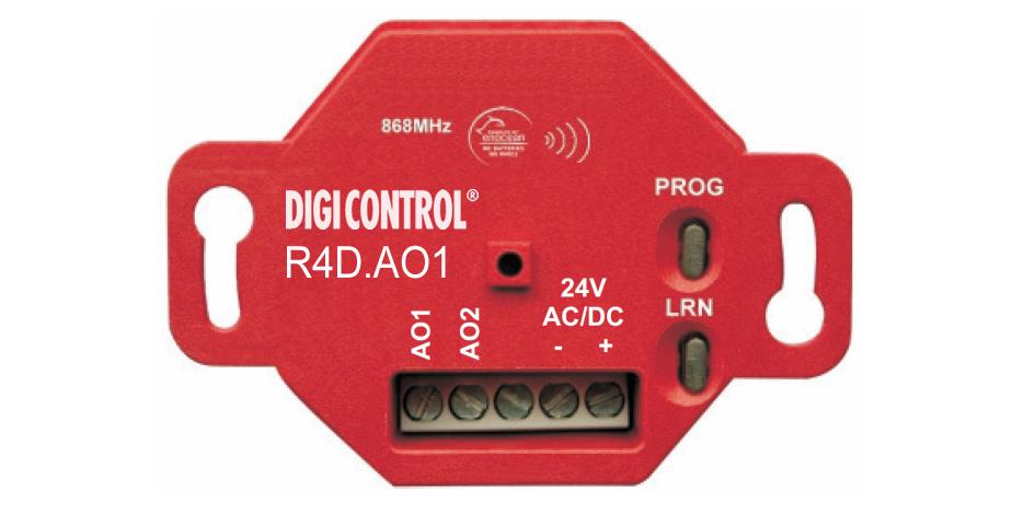 DIGICONTROL- Gerätedatenblatt R4D.AO-1 R4D.AO-2 www.gfr.de [60180] Kategorie: Raumautomationssystem ROOM4D EnOcean Funk-Empfänger mit 1 oder 2 analogen Ausgängen DIGICONTROL R4D.AO-... Anwendung Der EnOcean Funk-Empfänger R4D.