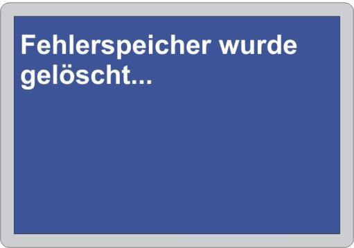 Fehler löschen: Im Menü Fehler löschen können Sie nun der Fehlerspeicher bereinigen.