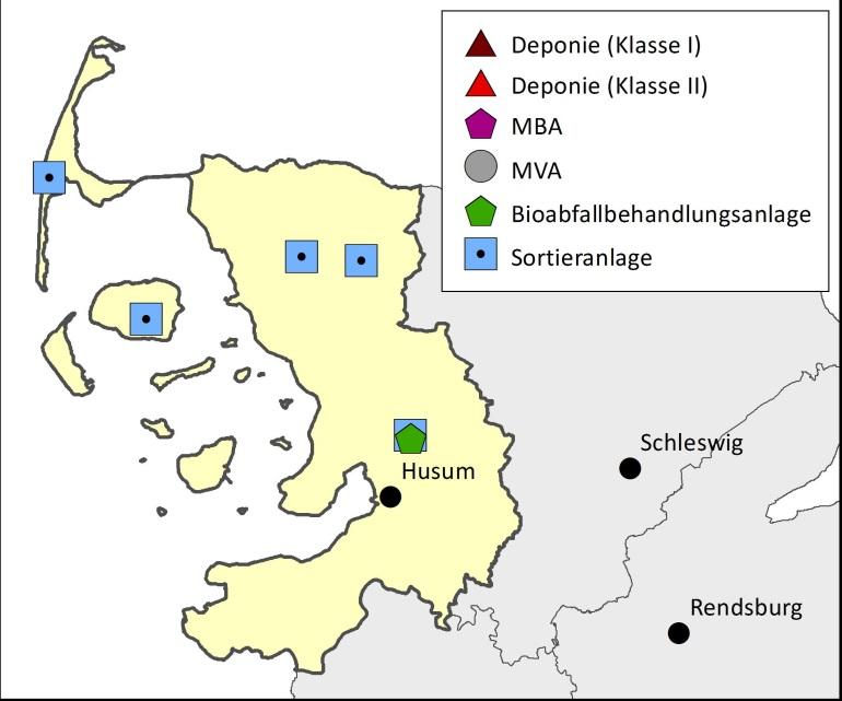 Kreis Nordfriesland Abfallwirtschaftsgesellschaft Nordfriesland mbh (AWNF) Hohle Gasse 3, 25813 Husum Telefon: 0 48 41/89 48-0, Fax: -25 Internet: http://www.awnf.de Einwohnerzahl: 162.