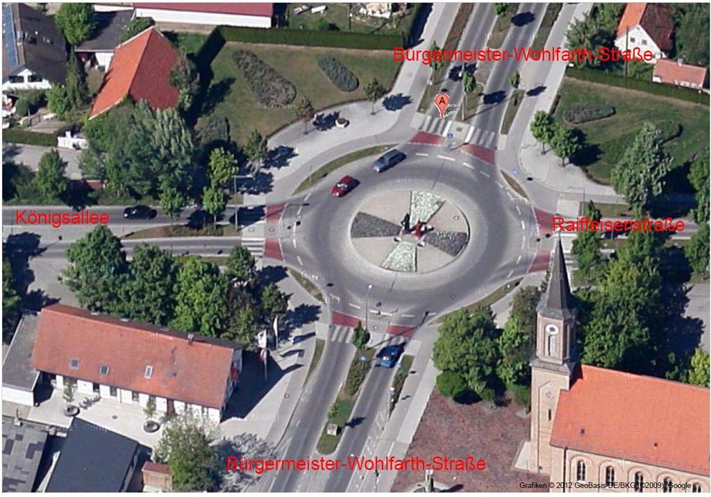 Fallbeispiel Königsbrunn Radverkehrsführung am zukünftigen Kreisverkehr Hirschkreuzung Vergleichbarkeit: Ähnliche Ausprägung mit kreisparallelen Radwegen Kfz-Verkehrsbelastung von