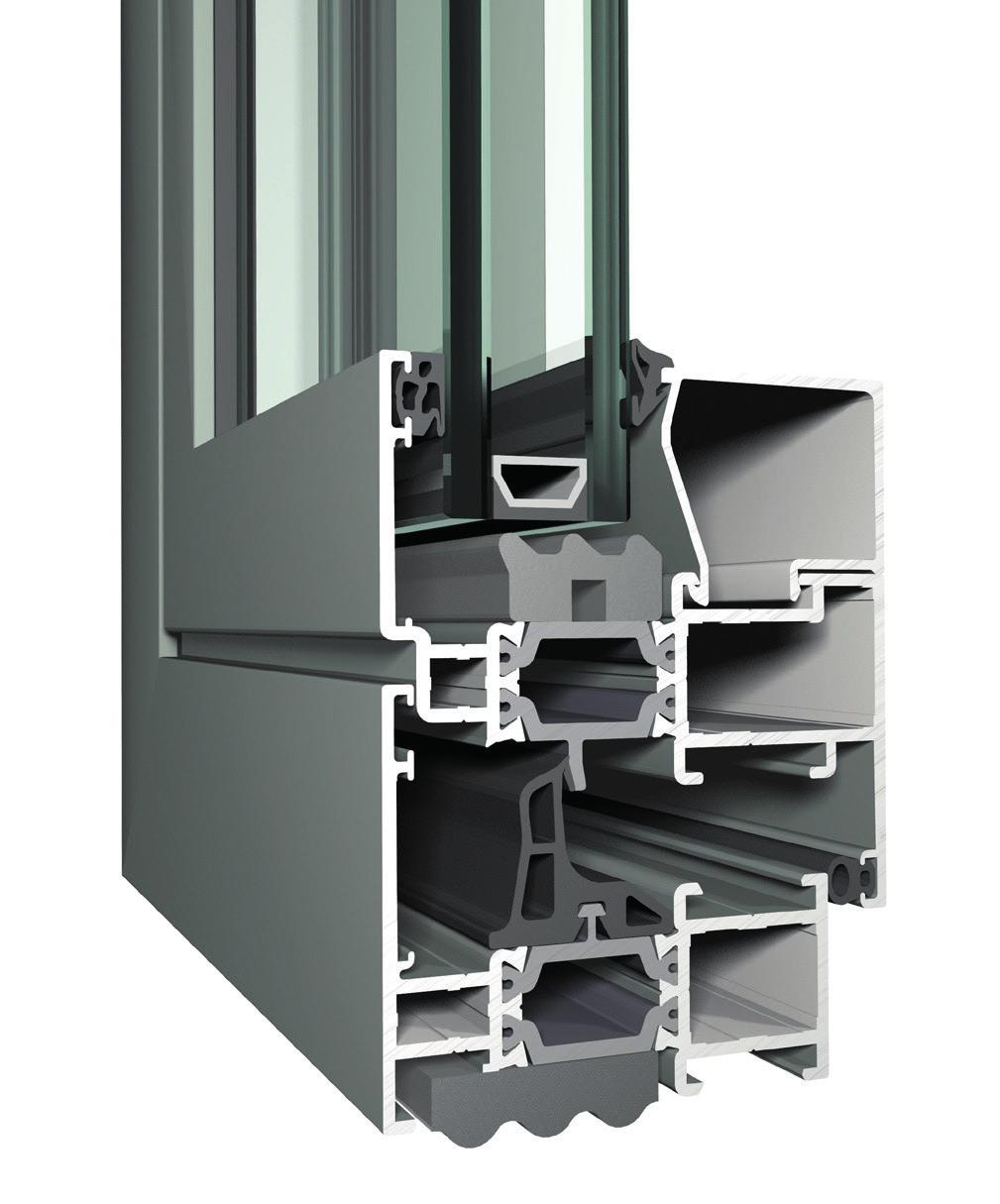 Profil CS 8 Fenster- und Tür- System Thermisch getrenntes 3-Kammerprofil für Fenster und Türen Geeignet für ussenelemente Unterschiedliche Farblackierung innen und aussen - ICOLOR möglich Imitation