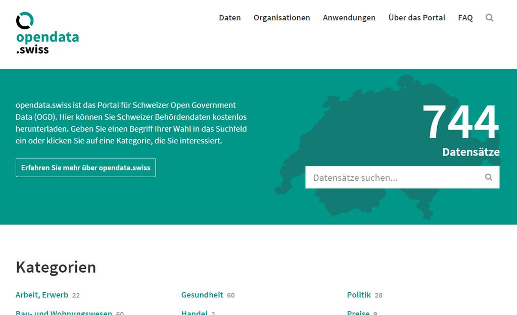 opendata.swiss: Schweizer OGD-Portal 17 opendata.swiss: Schweizer OGD-Portal Online seit dem 2.