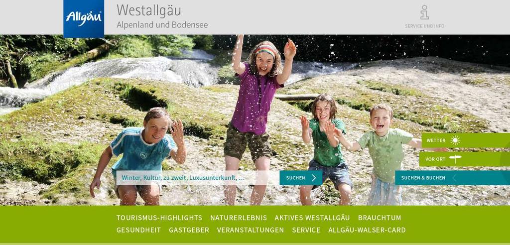 Allgäu. Ein wichtiges Marketinginstrument ist natürlich auch die Homepage eines Ortes oder einer Destination. Der Relaunch der www.westallgaeu.de ist an die Seite www.allgaeu.de angelehnt.