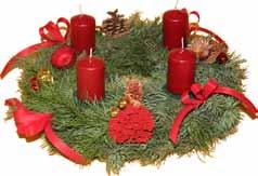 Adventskränze geschmückt KATALOG 2012 9 Adventskranz mit Nordmanntanne gebunden, 30 cm Durchmesser, geschmückt mit 4 Kerzen und