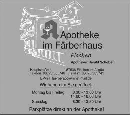 26 Nr. 123 / April 2017 Notdienstplan der Apotheke im Färberhaus Mittwoch, 12. April: 08.00 08.