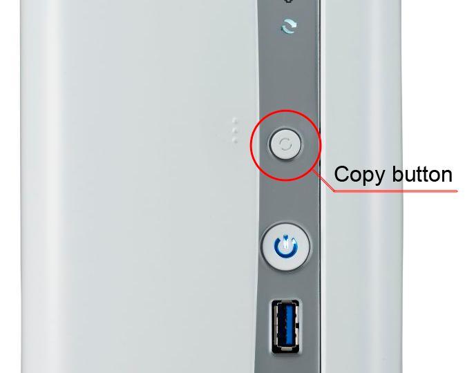 Sicherung Ihres externen Laufwerks mit einem Tastendruck Verbinden Sie Ihr USB-Laufwerk mit dem USB 3.0-Anschluss auf der Vorderseite; weitere USB-Laufwerke können Sie mit dem USB 2.