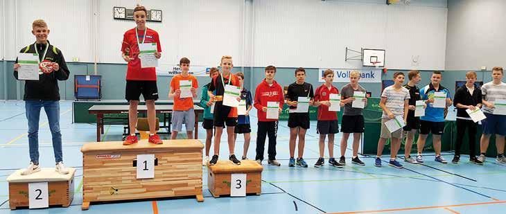 12 ttm 10/2016 Landesrangliste Jugend/Schüler B in Westerholt Nach der Siegerehrung stellten sich die Teilnehmer der Jungen zum Gruppenfoto.
