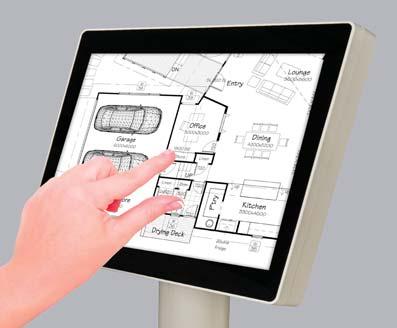 Mit den Multitouch-Bedienelementen in Vollfarbe können Benutzer intuitiv wie mit einem Tablet Steuerungen und Gesten wie