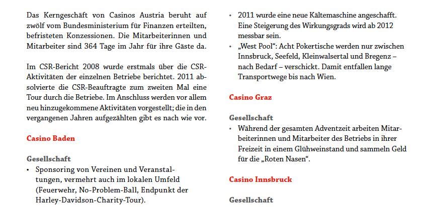 CSR- Bericht Casinos Austria &