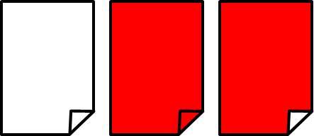 Es gibt drei Karten. Eine ist auf beiden Seiten rot, die zweite ist auf beiden Seiten weiß, und die dritte Karte ist auf einer Seite rot und auf der anderen Seite weiß.