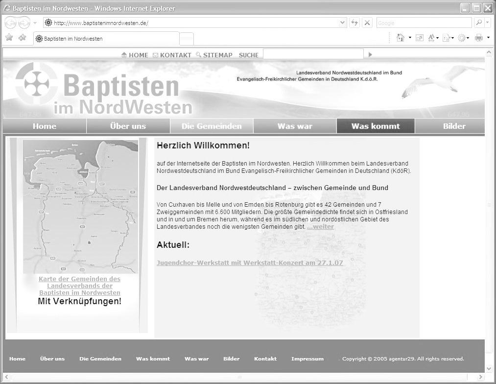 Baptistische Gottesdienste im NordWestRadio 2009 26 3. Mai 2009 EFG Oldenburg Pastor Martin Seydlitz 20. September 2009 EFG Varel Pastor Dr. Dirk Sager 18.