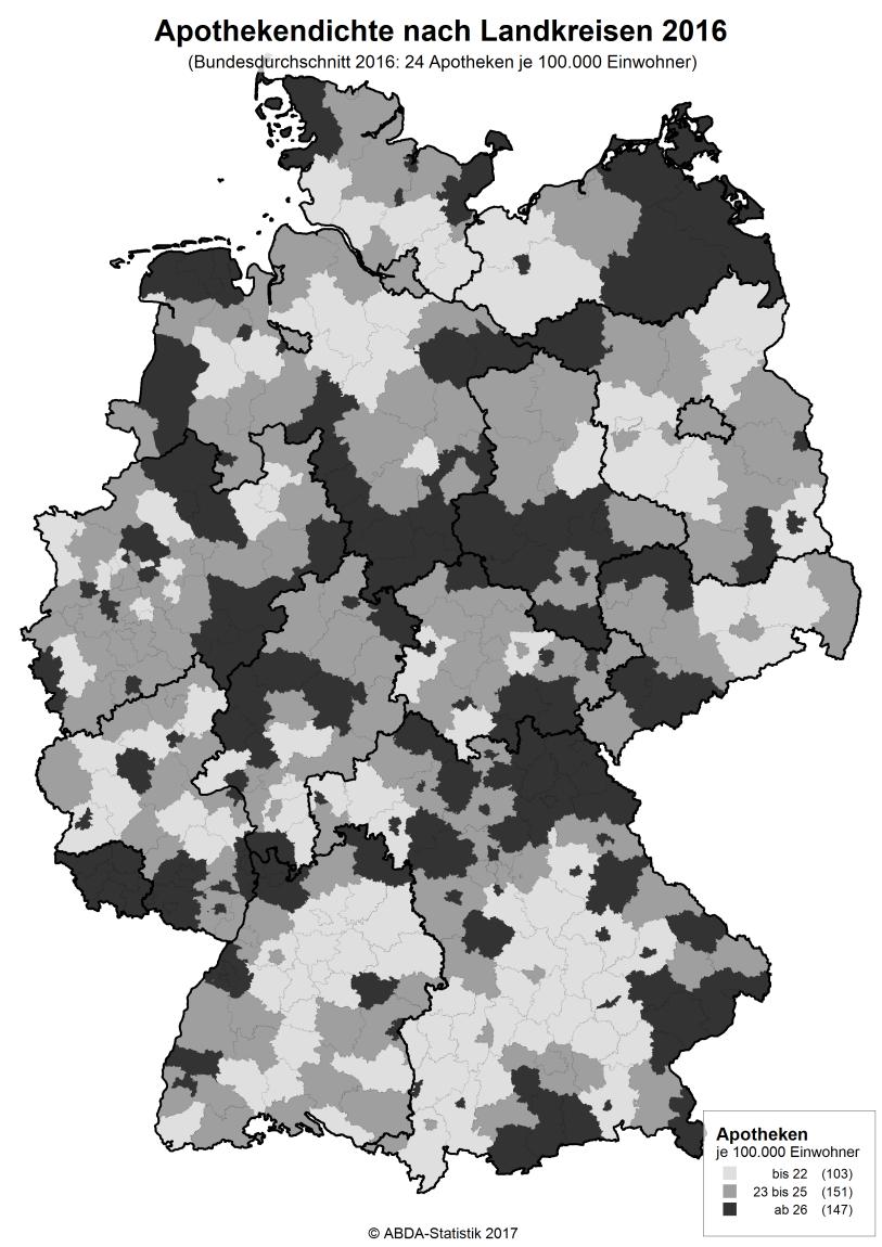 Apothekendichte nach Landkreisen