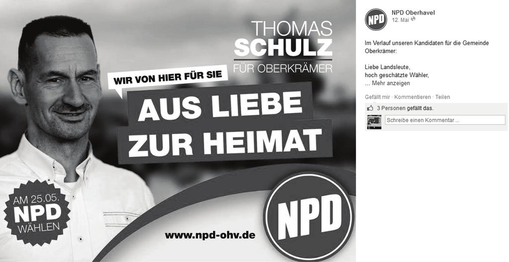 Schröer, Bernd Bernd Schröer kandidierte bereits bei der Bundestagswahl 2005 für die NPD und erreichte dabei 3,2%. Schröer tritt eher selten in die Öffentlichkeit.