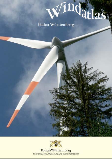 Windatlas Baden-Württemberg: Herausgeber Ministerium für Umwelt, Klima und Energiewirtschaft