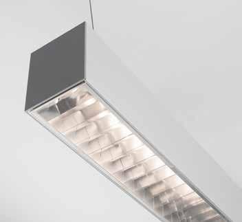rendering energy efficient LED Available as suspended, ceiling or recessed luminaire Lampade in alluminio estruso Anodizzato o verniciato a polveri in bianco o nero Diffusore opale, microprismato o