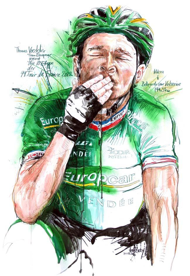Etappe der Tour de France 2012 **** *** Farbstift/Aquarell Mischtechnik auf Papier - coloured