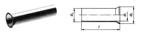 Aderendhülsen DIN 46228 Teil 1 Werkstoff: E-Cu Oberfläche galvanisch verzinnt unisoliert 3 Nenn- Nenngröße Abmessung querschnitt Type: mm² DIN d1 d2 d4 l 25 25-12 60-250 - 0 / 12 7,3 9,5 7,7 12 25-15