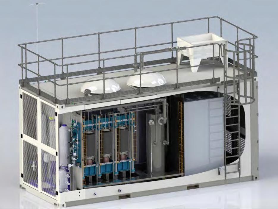 Demonstrationsprojekt In Ibbenbüren wird eine Anlage zur Wasserstoff erzeugung per Elektrolyse getestet werden Container mit Elektrolyse Einheit (Länge 6 m) Elektrolyseur mit innovativer PEM (Proton