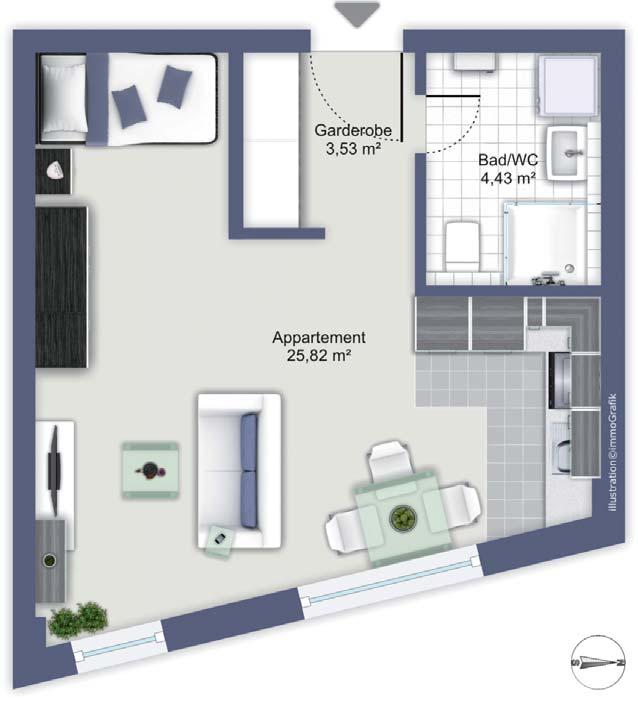 1 Zimmer Appartement Start WHG 10 [Erdgeschoss] Lage