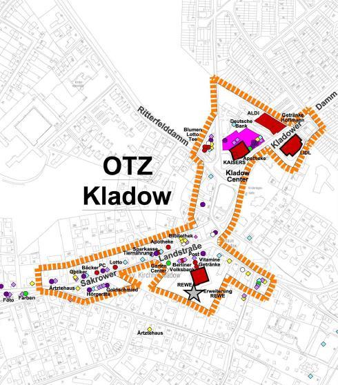 Ortsteilzentrum Kladow Verkaufsfläche Bestand 2013/15: 5.700 qm Entwicklungsrahmen: 1.600 bis 1.