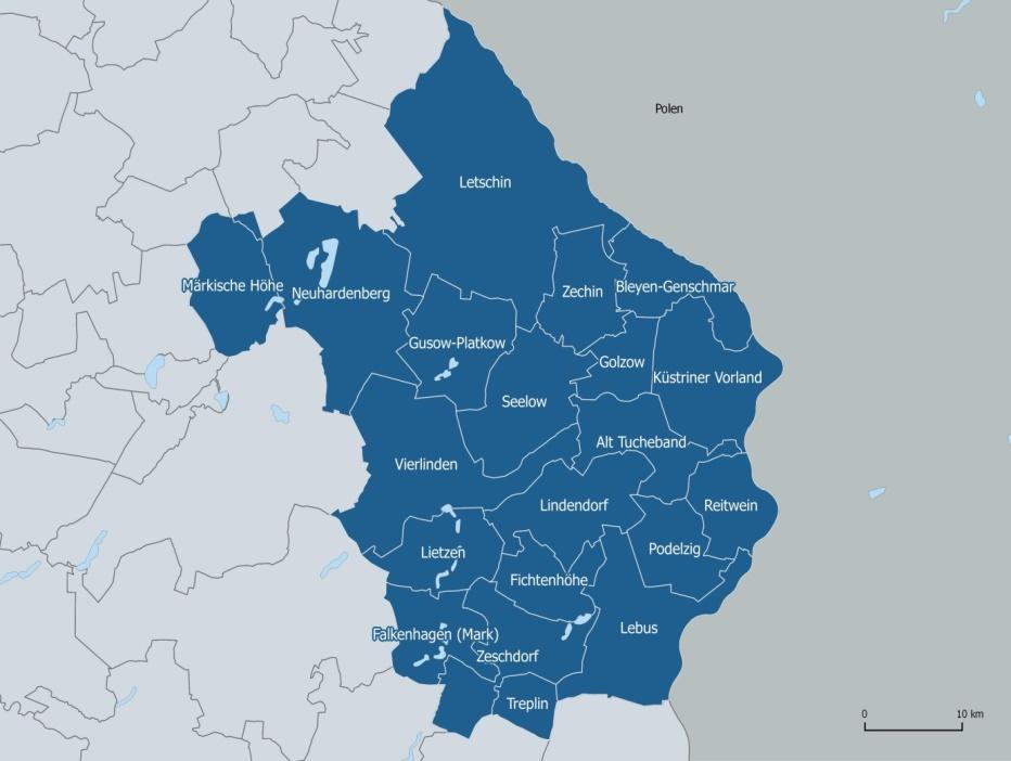 Oderlandregion 60 km östlich von Berlin 832 km² 30.