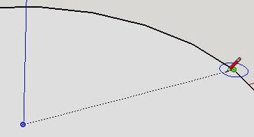 8. Zeichnen einer Kreisfläche mit dem Radius von, mm () Das Werkzeug Kreis auswählen und mit der linken Maustaste einmal anklicken.