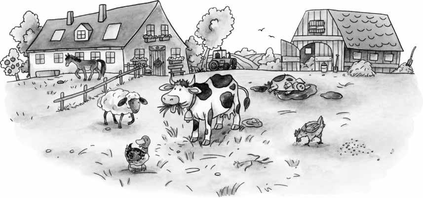 What farm animal is it? Draw lines. Verbinde.
