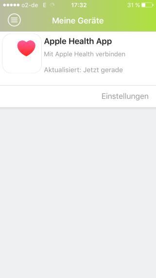 Die App kann mit der Apple Health App verbunden