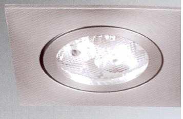 LED- Deckeneinbaustrahler quadratisch H0065 LED Deckeneinbaustrahler quadratisch, inkl. Konverter aus Aluminium und Kunststoff. Die Montage erfolgt mittels Federbefestigung in der Hohlraumdecke.