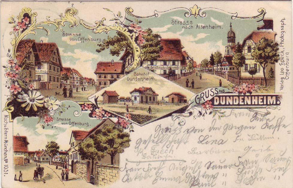 Absender: Aus PE Dinglingen/PA Dundenheim Ziel: PE Offenburg Marke : Datum: 1871.12.26.