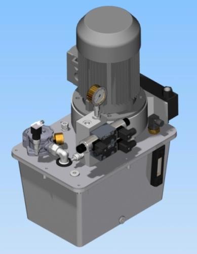 Serie S-Pak: Aggregate der MIDI-Größen eignen sich für Hydraulikanwendungen mit mittleren Ölstrombedarf und Tankvolumen bis 70 Liter auf Basis Standard- Aluminium-Behälter.