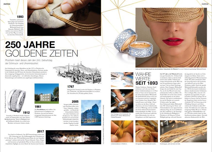 Goldene Zeiten. Beispielseiten Advertorial 250 Jahre Goldene Zeiten im F.A.Z. Magazin vom 8.4.