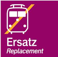 Erläuterungen zum SEV-Symbol Bei einem Schienenersatzverkehr sind Ihnen diese beiden Symbole auf Bussen, Haltestellen, Aushängen und als Bestandteil der Wegeleitung vom/zum Schienenersatzverkehr