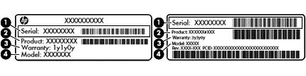 Ihr Service-Etikett wird einem der unten abgebildeten Beispiele ähneln. Richten Sie sich nach der Abbildung, die am besten zum Service-Etikett Ihres Computers passt.