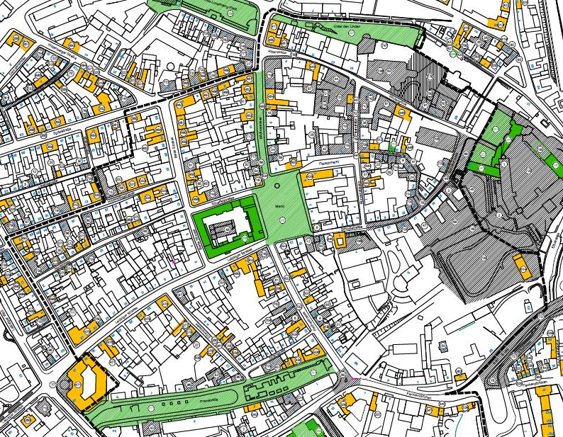 4.3 Ermittlung der Anfangs- und Endwerte 4.3.1 Wertzone 1 Altstadt Beschreibung der Wertzone Die Wertzone 1 (rot umrandet) umfasst die wesentlichen und typischen Teile der Altstadt, soweit sie nicht