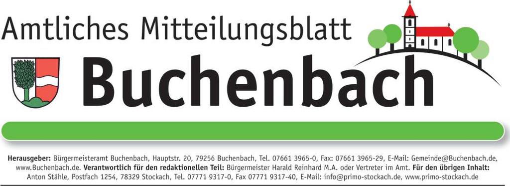 42. Jahrgang Donnerstag, 08. September 2016 Nr. 36 Verstärkung in der Gemeindeverwaltung Buchenbach Die Gemeindeverwaltung Buchenbach darf sich seit dem 01.09.2016 über zwei neue Mitarbeiter freuen.