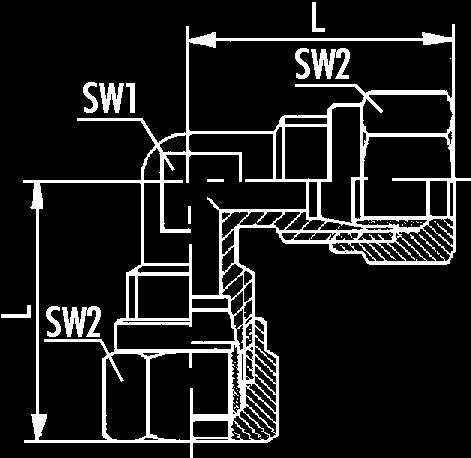 Schneidringverschraubungen - Messing und verschraubung für rohre, Kupferrohre und Polyamidschläuche Serie Gerader Schott-Verbinder mit einsteller Schottmutter L SW1 SW2 t-max mm