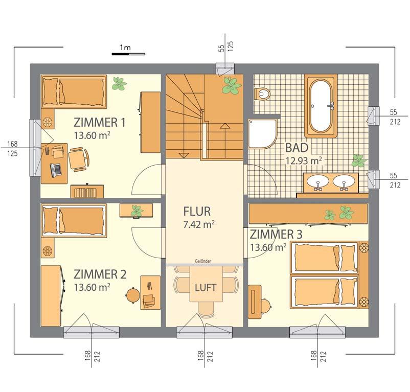 m² Zimmer 3 13,60 m²