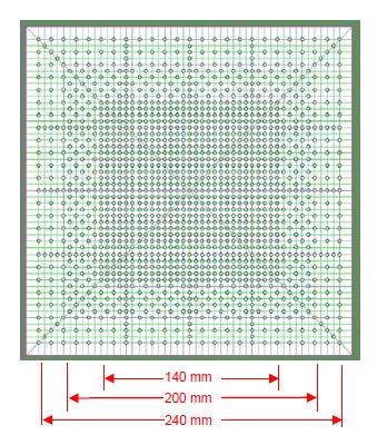 Transmissionsdetektor 2D Array bestehend aus 1513 Ionisationskammern (Ø =