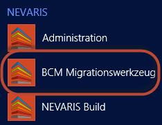 3 Nur bei ClickOnce-Installation von NEVARIS: Das BCM Migrationswerkzeug wird grundsätzlich über eine Setup-Installation installiert und als solche identifiziert; bei einer ClickOnce-Installation von